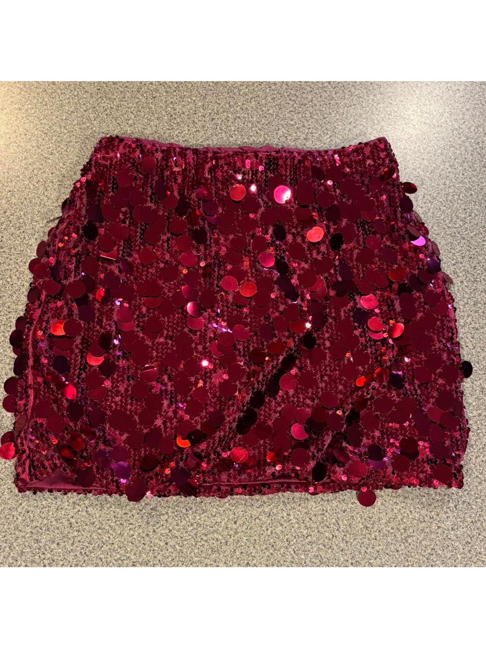 Statement Sequin Mini Skirt Hot Pink Oversized Disk Sequins Party Clubwear
